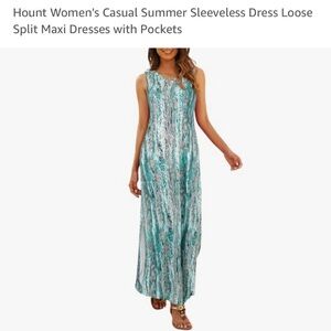 Hount Women's Casual Summer Sleeveless Dress Loose
Split Maxi Dress with Pockets